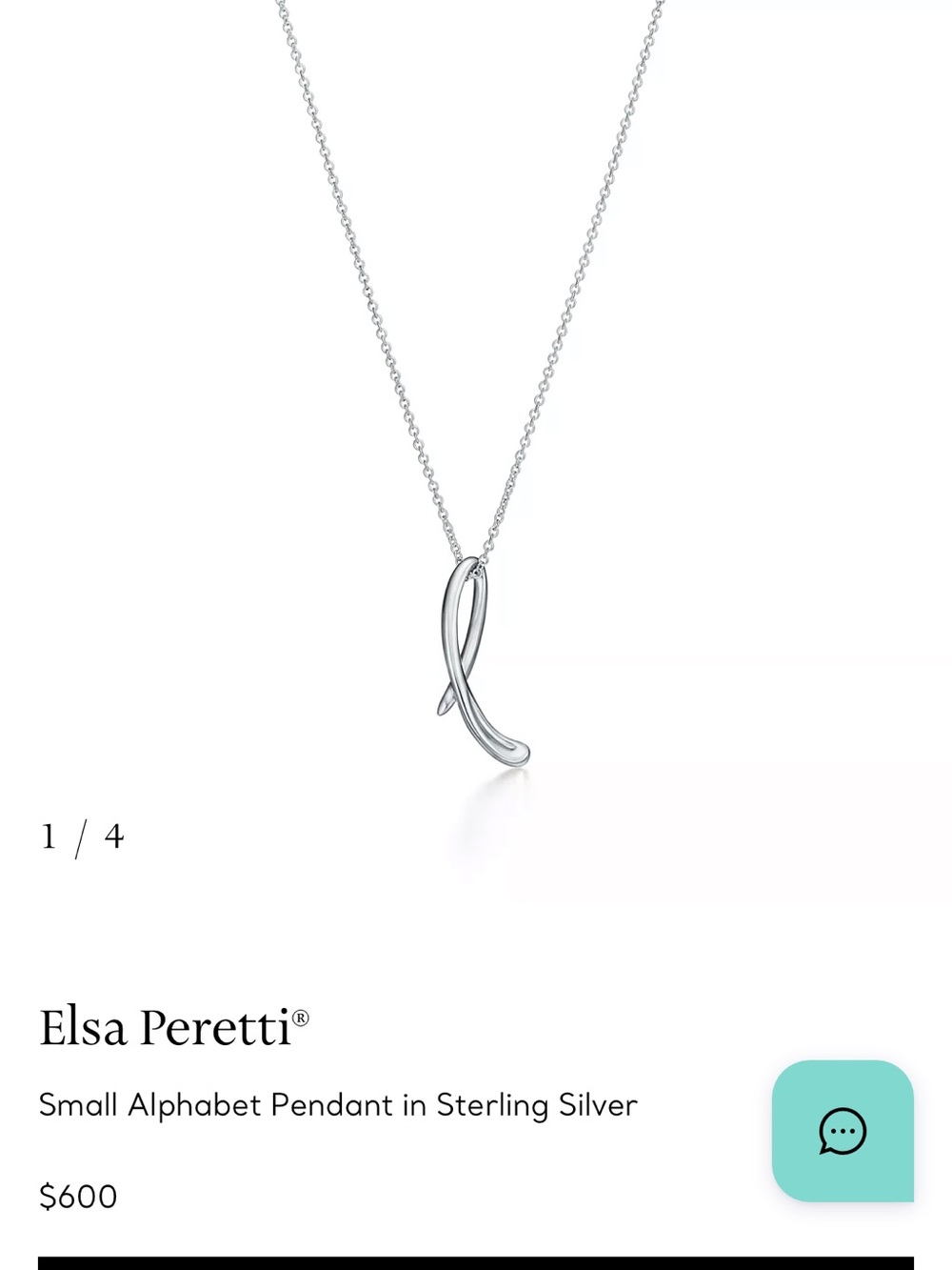 Tiffany & Co. Elsa Peretti Sterling Silver L Pendant - Silver